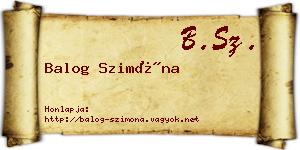 Balog Szimóna névjegykártya